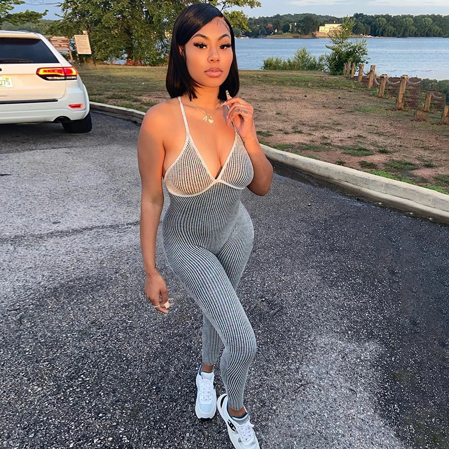 

2021 New Arrivals Autumn Skinny Slim Sleeveless Ladies Jumpers Backless Jumpsuits Womens