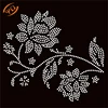 Customized hotfix stone flower motif rhinestone iron on applique for clothing