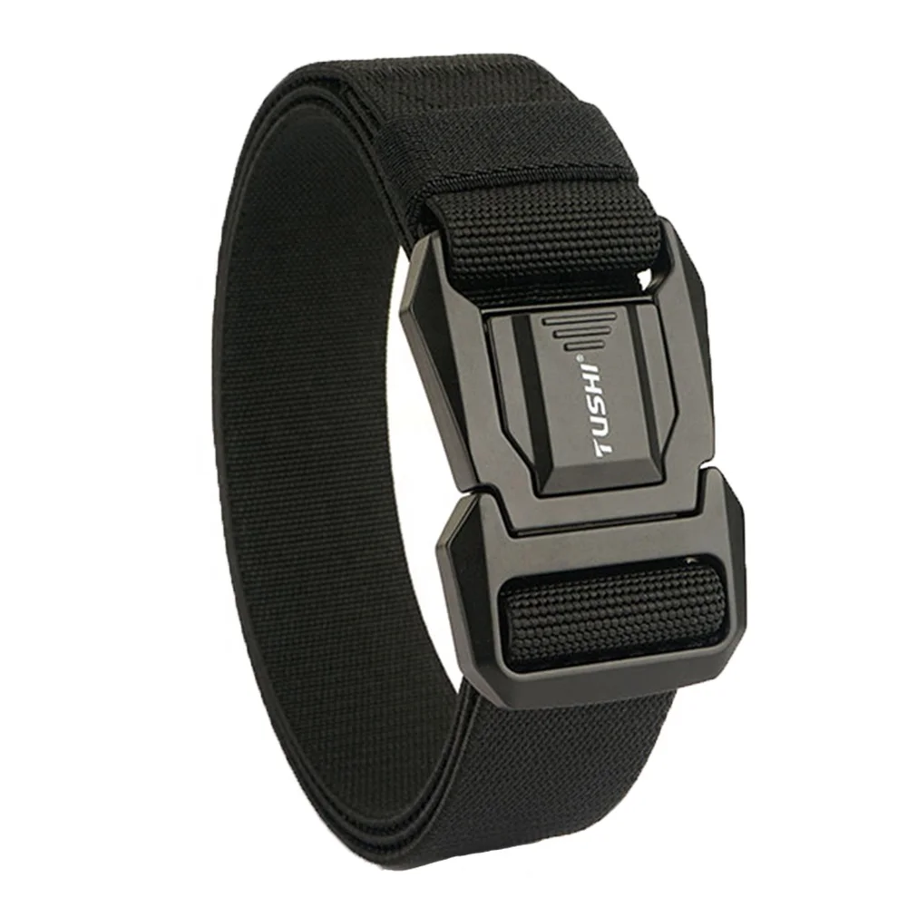 TUSHI Customized Elastic Belt Environmentally Friendly Nylon Tactical Quick Release Alloy Automatic Buckle 3.8CM Width