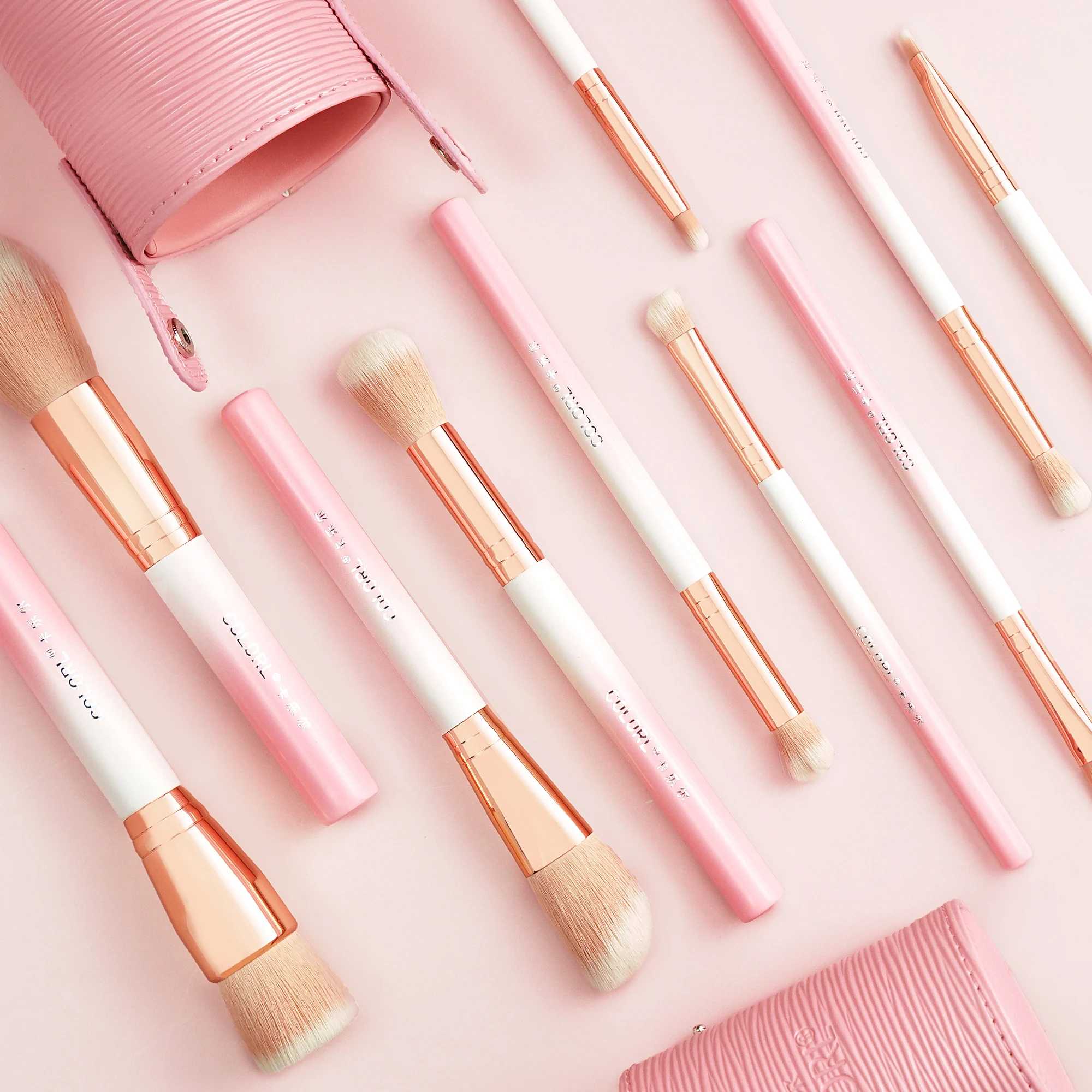 

New Trend Professional Factory High Quality 10 pcs Cosmetic Brush Kit, Pink