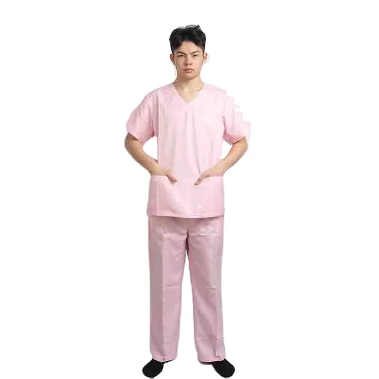 

Hot Sale Hospital Uniform Pink V Neck Men Nurse Doctors Fashion Surgical Medical Scrubs Suits, Customize color