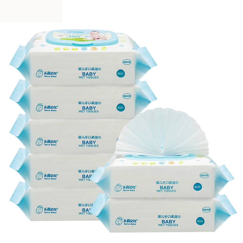 

Baby Hand & Mouth Wipes Plant Xylitol Wet Wipes 80 Pieces with Lid Baby Wet Wipes