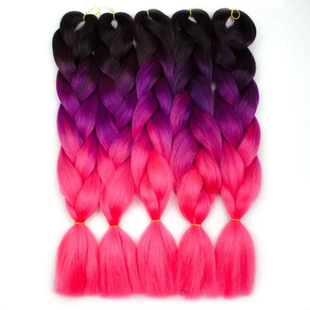 

Ombre Cuban Twist 3 Tone Colorful X Pression Jumbo Synthetic Braids Braiding Hair Extensions