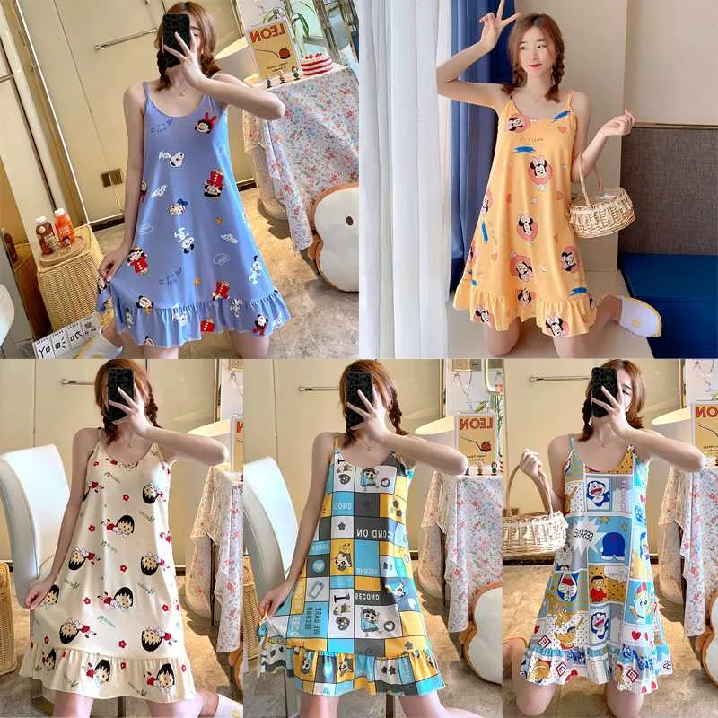 

Baju Tidur Fashion Hot Sale Sling Cartoon Animal Pajamas Pyjama Femme Women's Sleepwear