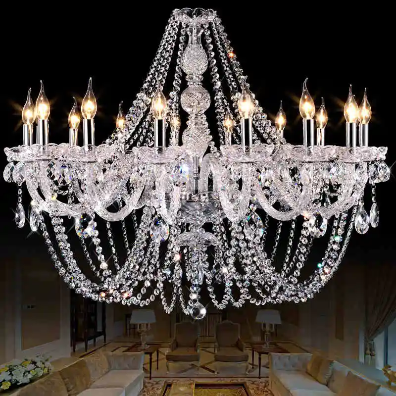 European crystal chandelier living room bedroom dining room lamp atmosphere candle lamps glass crystals for chandeliers LED lamp