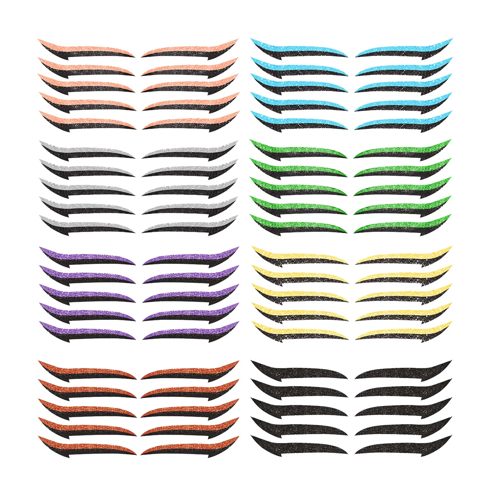 

40 Pairs Makeup Eye Liner Double Eyelid Sticker Flashing Silver Reusable Eyeliner Tattoo Stickers, Black, orange, golden, green, blue, purple, gray, orange red