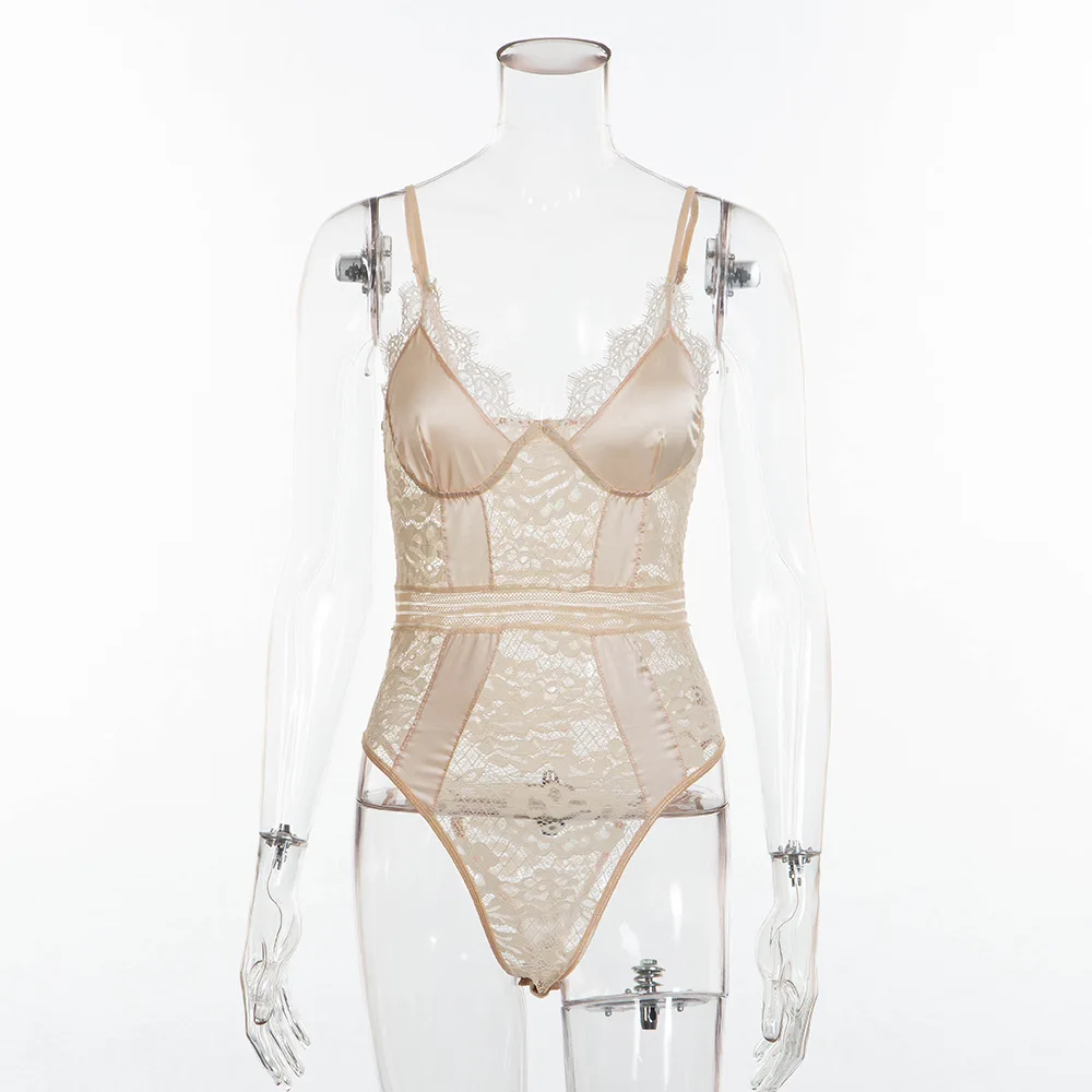 

Floral Lace Bodysuit Women Fashion Patchwork Sexy Bodysuit Ladies White/Black Bodycon Bodysuit Summer Overalls