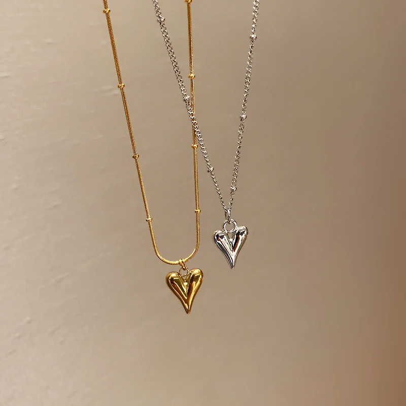 

2021 fashion trendy stainless steel heart necklace