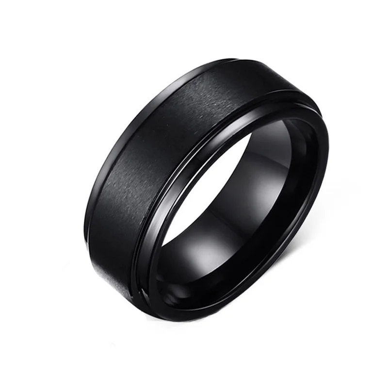 

Simple Design 8MM Black Tungsten Carbide Finger Rings For Men