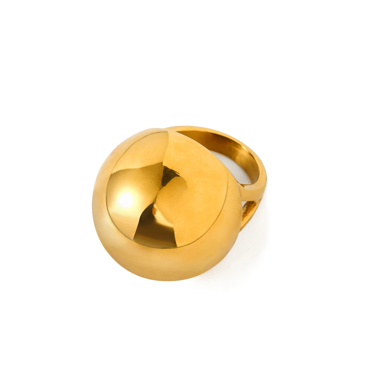 

J&D Wholesale Stainless Steel Minimalist Rings Custom 18K Gold Plated High Polish Chunky Ball Ring