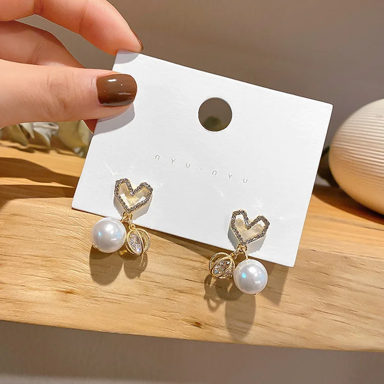 

2020 pearl fashion crystal kids heart earring