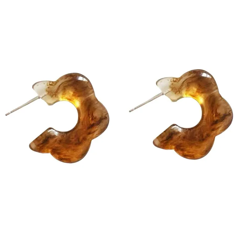 

Sweet Temperament Caramel Flower Resin Earrings Simple Brown Acrylic Lovely Ear Stud Women Girl Daily Life Party Jewelry