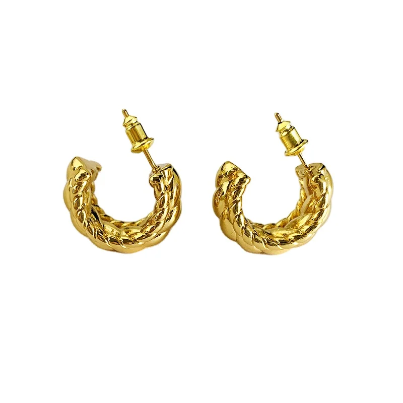 

Twist Earrings Minimalistic Rope 18K Gold Plated Earrings For Women Wholesale