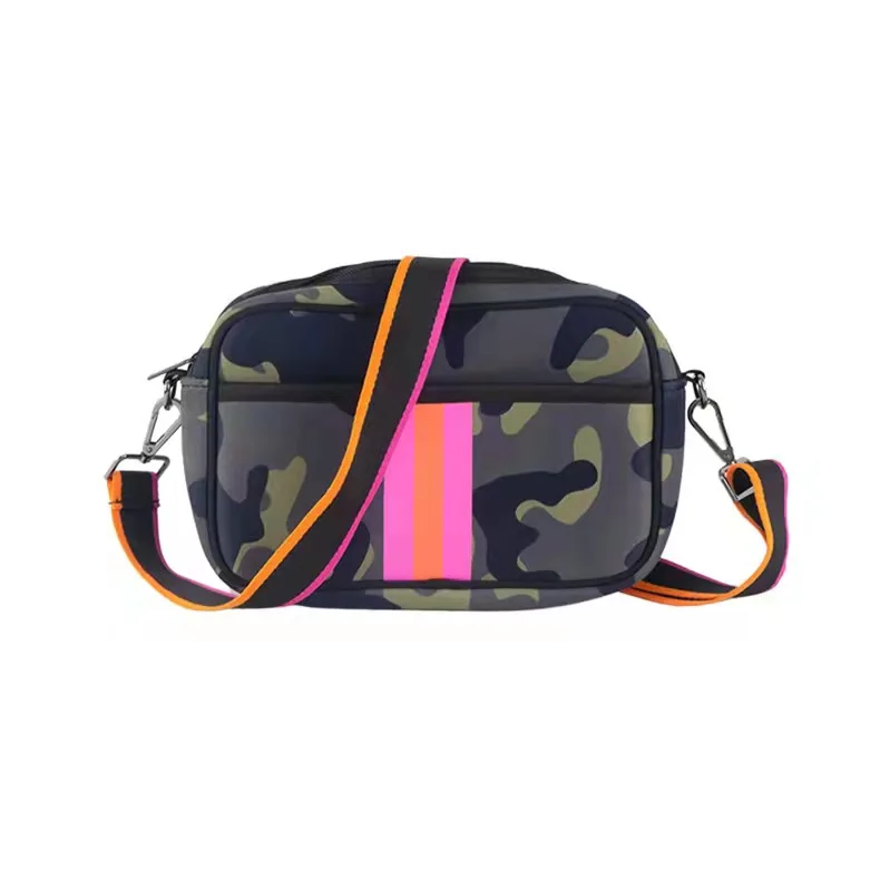 

Nylon Stripe Printing neoprene messenger bag neoprene crossbody bag small fabric eco-friendly single shoulder bag