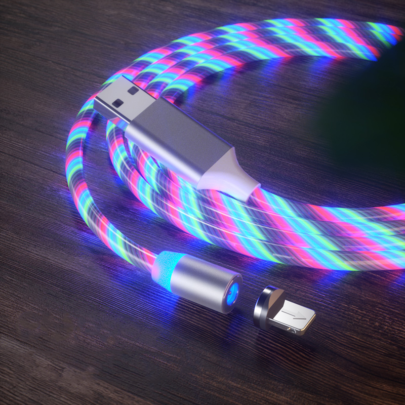 

High Speed Led Glow Flowing Charger 3 in 1 USB Cable Type C Led Color Light Bulb With Cable LED, Blue, red, green, colorful