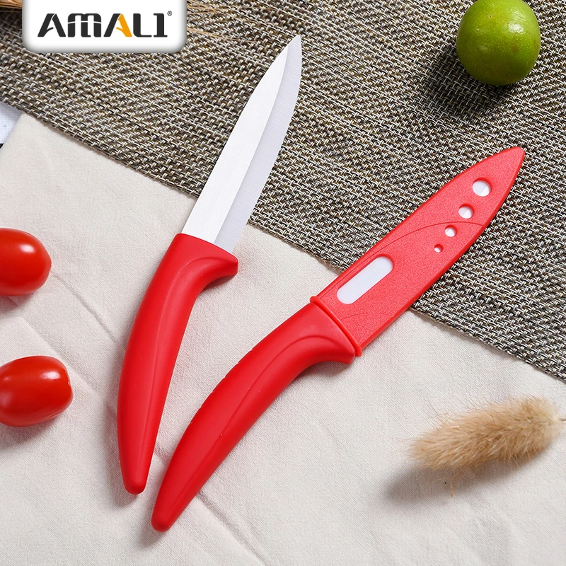 

Ready To Ship -Amazon Hot Sale Ceramic Kitchen Paring Knife With Knife Blade Sheath Sharp Blade
