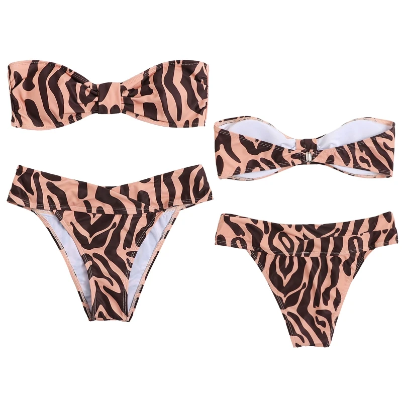 

Wholesale High Waist Bikini Sexy Leopard Stripes Swimsuit Women Beach Bikini Swimwear Bathing Suits