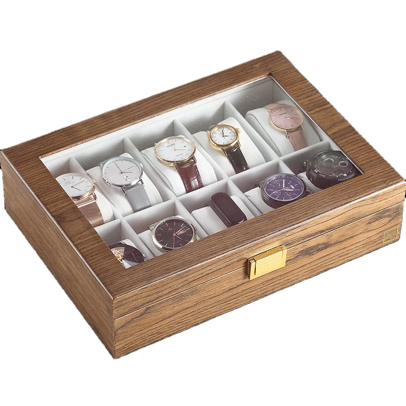 

Wholesale Custom 10 Slot Wooden Watch Box Velvet Display With Acrylic Cover Case Organizer Wood Watch Storage Packaging Box Gift