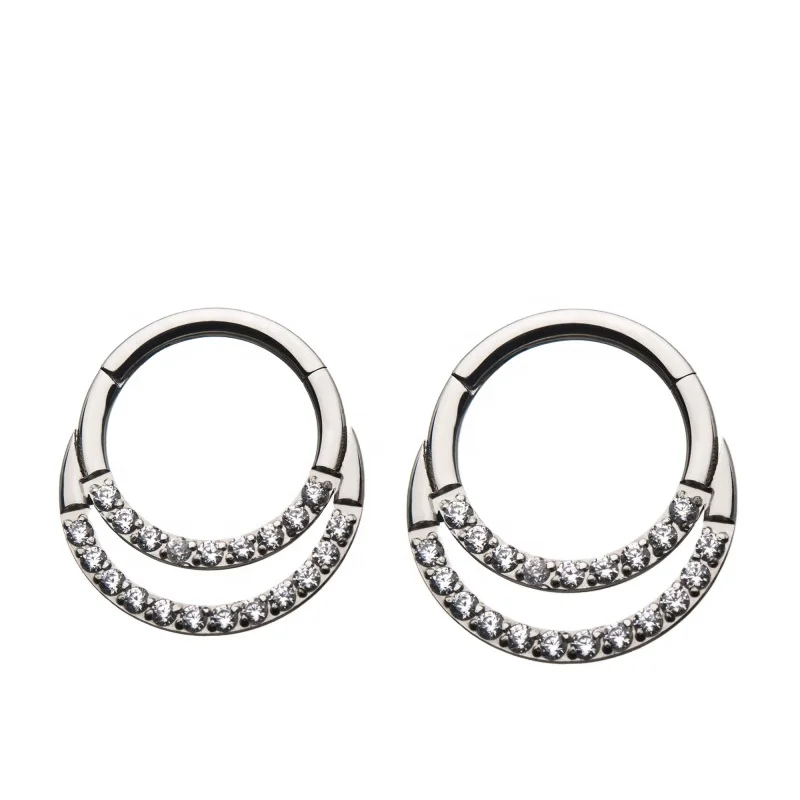 

G23 Titanium Half Hoop and Hinged Segment Hoop With CZ Pave