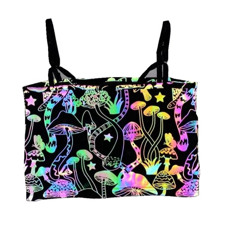 

2021 spot colorful color reflective women's camisole fashionable sexy top with waist, Customized color