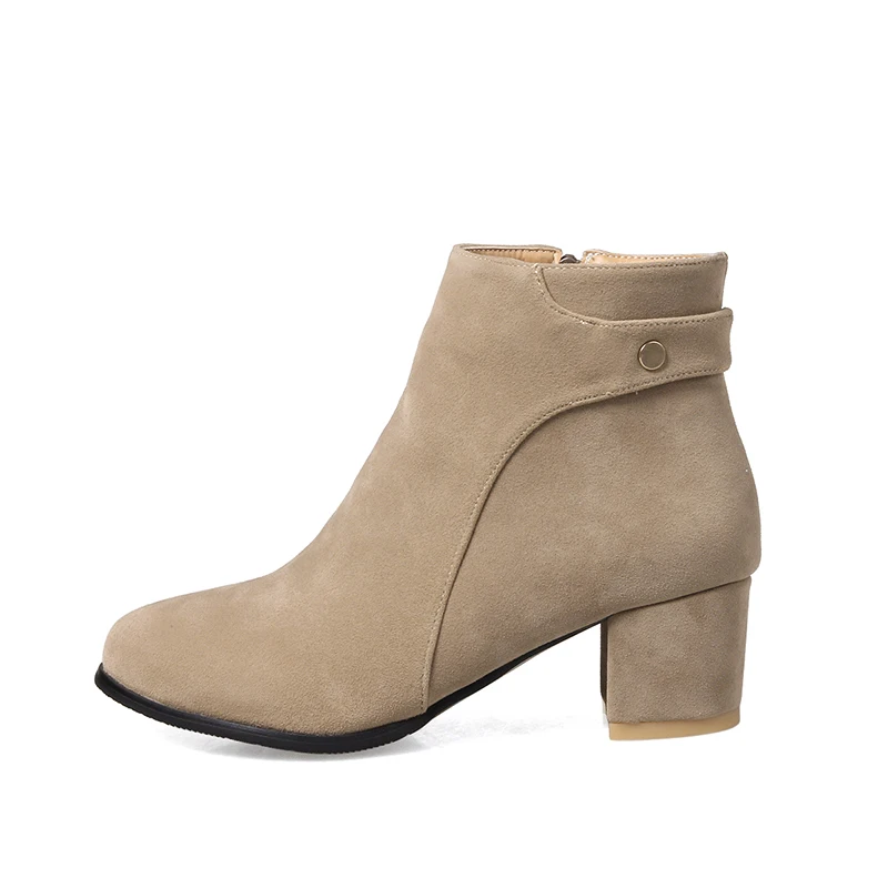 

2020 Autumn Grey Commuter Round Toe Sexy Lady Ankle Boots, Black/grey/apricot