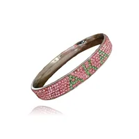 

fraternity sorority Bracelet Alpha Pink and green Rhinestone AKA stainless steel Bangle