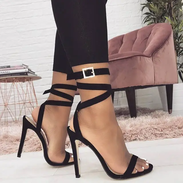 

new style summer trendy heels sandal ladies shoes sandals heel, Black