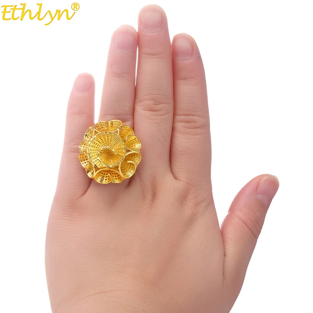 Engagement Ring Ethiopian Jewelry Gold Ring 24K Gold Plated Wedding Ring African jewelry Gold Flower Ring Gift Ring For WomenWife
