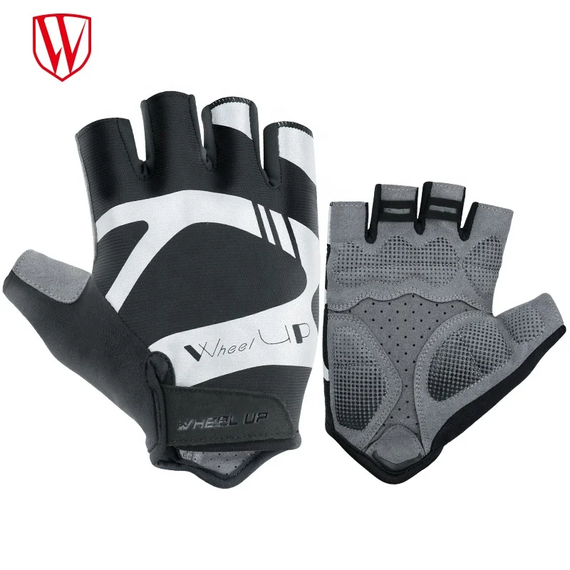 

WHEEL UP MTB Bike Motorcycle Cycling Breathable Shockproof Palm Resistance Half Finger Gloves, Black,