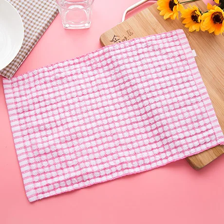 

Kitchen Dishcloth Lint Free Non Oil Absorbent Towel Cleaning Cloth Plaid Cotton Dish Washing Towel, As show