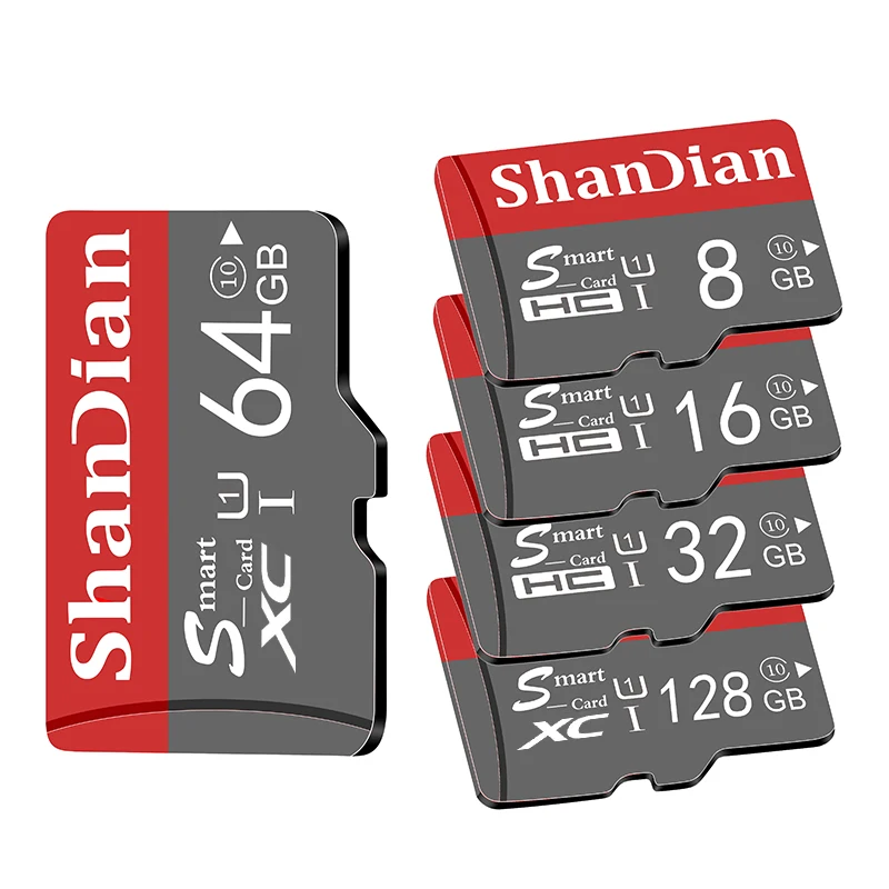 

SHAN DIAN mini SD 128GB 64GB 32GB 16GB 8GB SD/TF smart Card Ultra Memory card flash drive Card for Phone and PC, Red