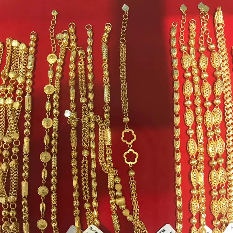 
24K solid yellow pure pawnable gold bracelets for woman fine jewelry 