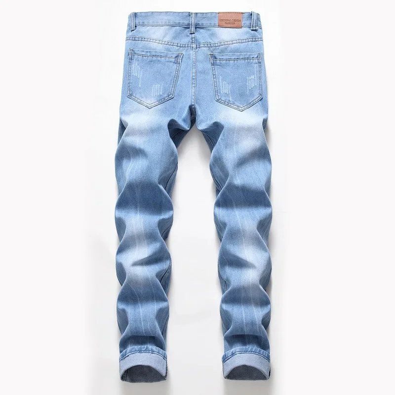 

New men's casual fashion ripped straight leg jeans stock lot