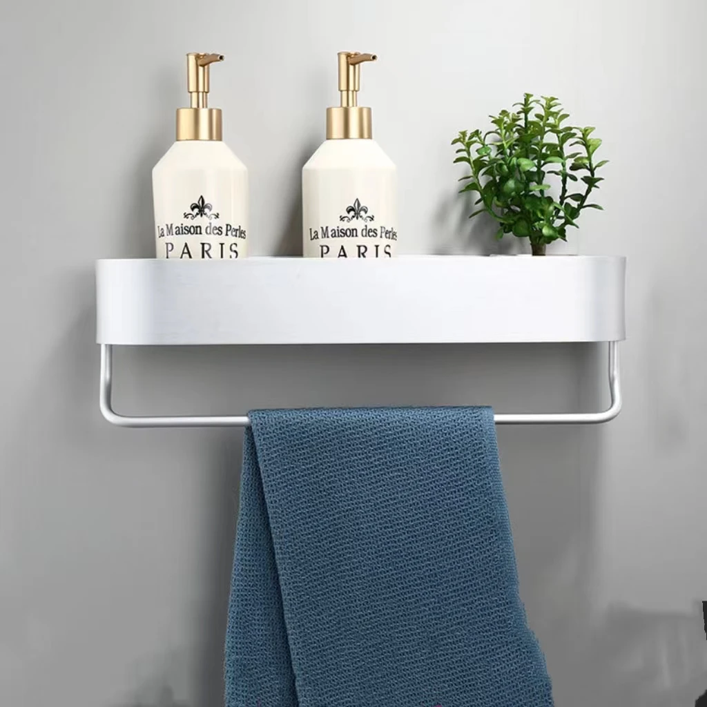 Bathroom storage rack wall mounted minimalist towel rod