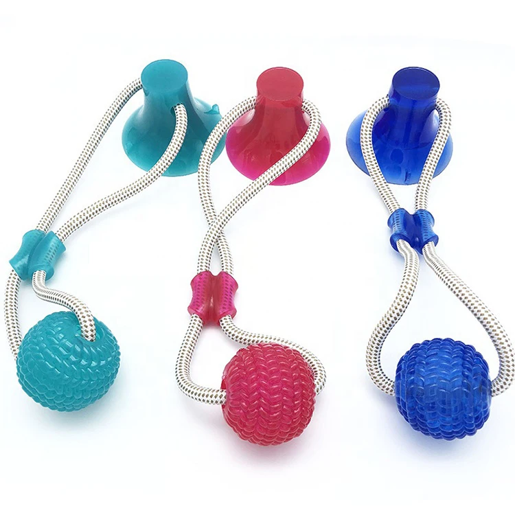 

Amazon Best Seller Bite Resistant Teeth Cleaning Dog Toothbrush Tug Toy Chewing Interactive Pet Molar Suction Cup Dog Toy, Green/blue/red