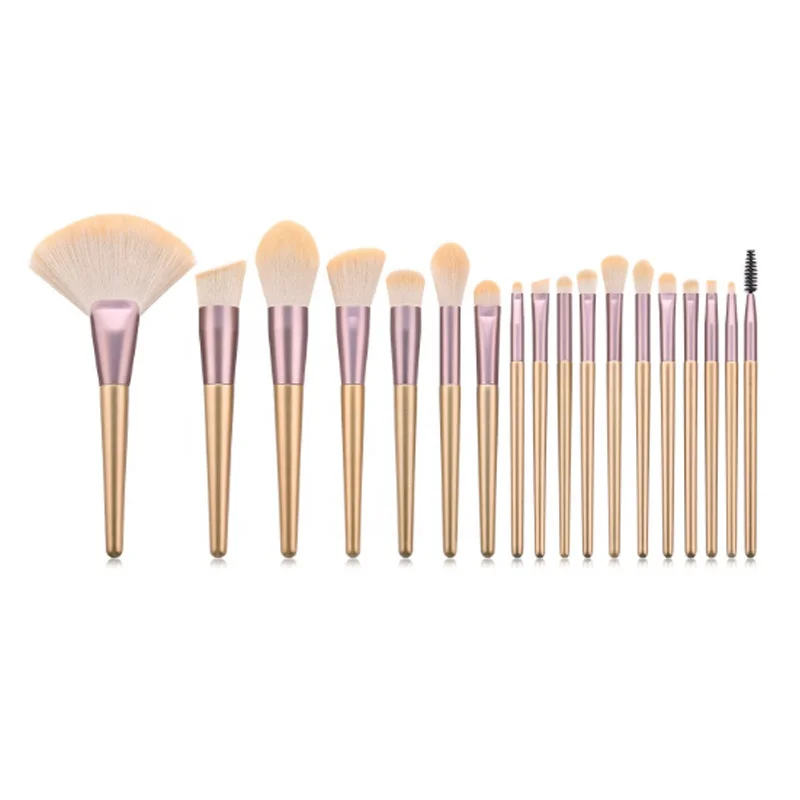 

18pcs Professional Makeup Brush Set Golden Handle Foundation Blush Eyeshadow Powder Brush Cosmetic, Gold