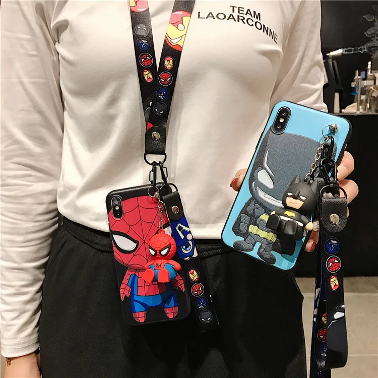 

Factory price cartoon soft TPU lanyard phone case with keychain for iPhone