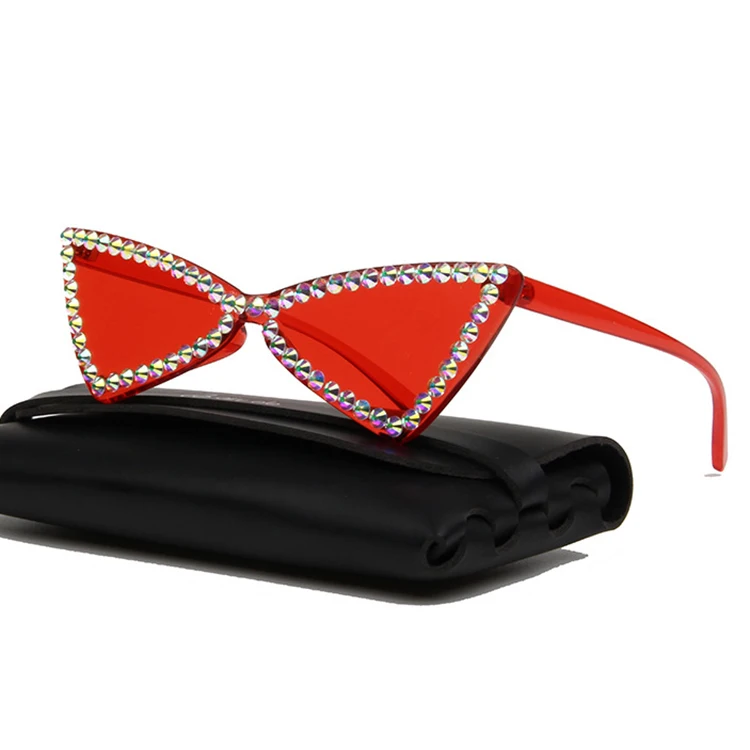 

SKYWAY Red Cat Eye Sunglasses Women Vintage Rhinestone Sun Glasses Female Lady Candy Color 2020 Eyewear Triangle Shades UV400