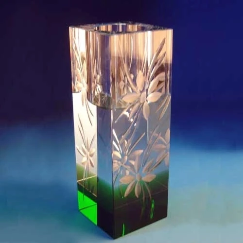 Customized Picture Laser Engraving  Transparent crystal  vase for wedding 