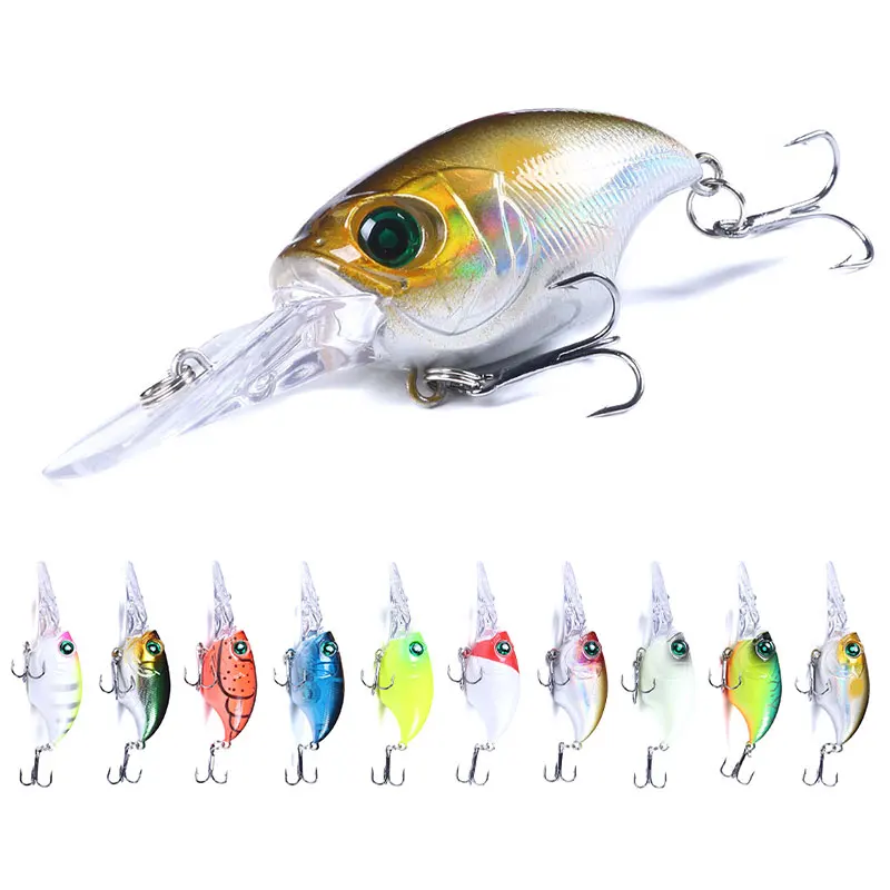 

7.5cm/11g ABS plastic crank baits Hard lure crankbaits fishing lures, 10 available colors to choose