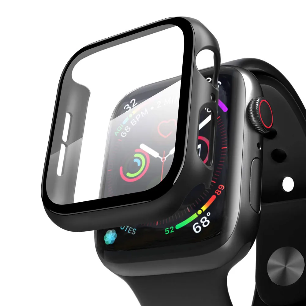 

Built In Tempered Glass 360 Degree All Around Protective Watch Screen Protector With Pc Slim Case For AppleI watch 3 4 5 Series, Crystal clear