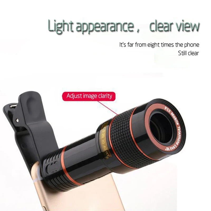 

12X Telescope Zoom Mobile Phone Lens For IPhone For Samsung Smartphones Universal Clip Telefon Camera Lens