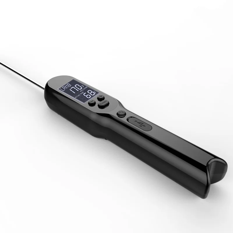 

Hot Selling IPX7 Waterproof Foldable Digital Instant Read Meat Food Thermometer With Beeper Alarm USB Rechargeable Battery