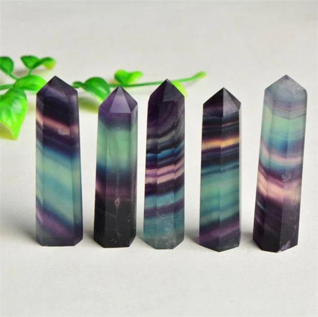 

Wholesale cristal tower rainbow fluorite wands points healing stones for spiritual products