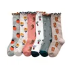 2019 autumn winter Korean graffiti tube happy socks, full cotton breathable children's fashion ear side pile pile socks