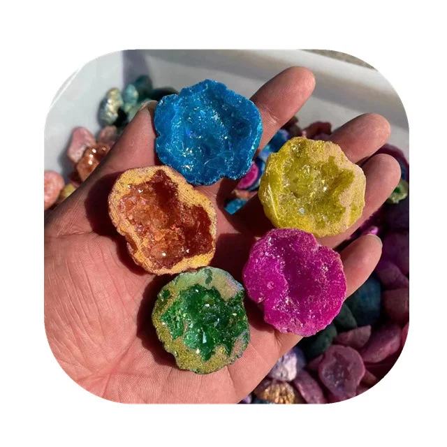 

New arrivals spiritual products crystals healing gemstone natural colorful aura agate druzy geode for Decor