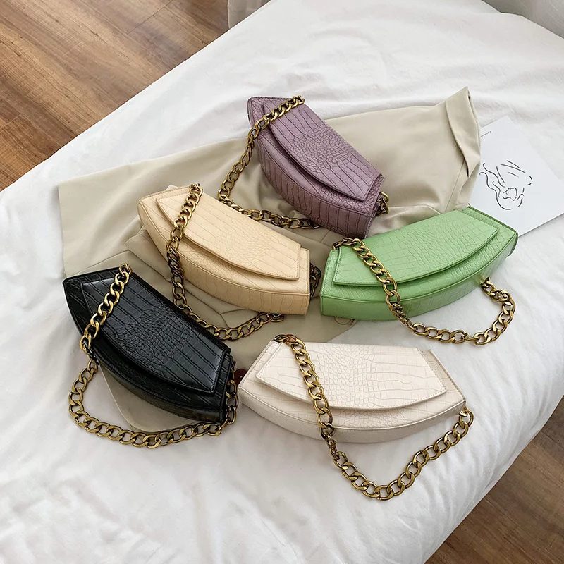 

New fashion designer bag one shoulder alligator underarm purse woman bags crocodile pattern chain bags women handbags ladiess, Khaki,white,purple,green,black