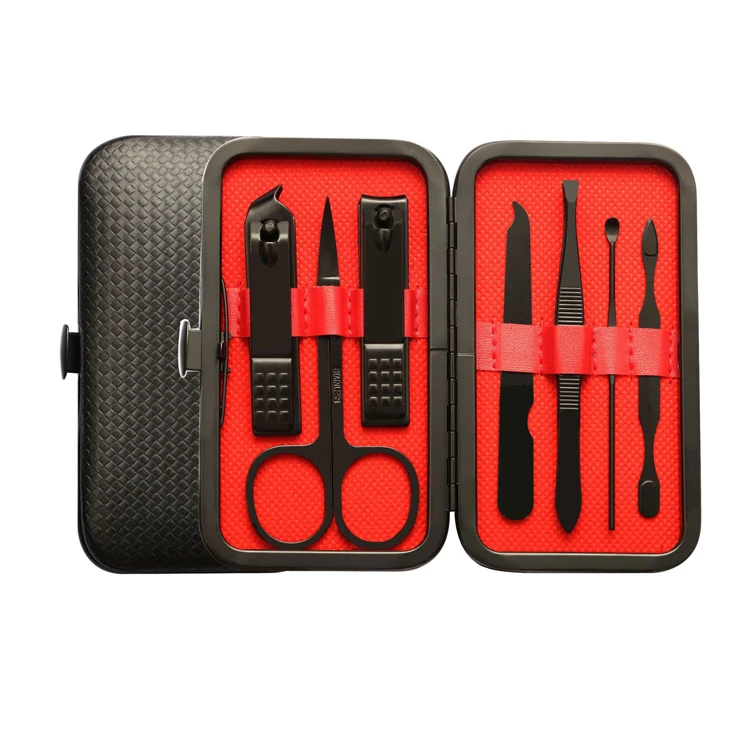 

Black 7 pcs Professional Nail Tools Manicure Set with Travel Case for Men and Women