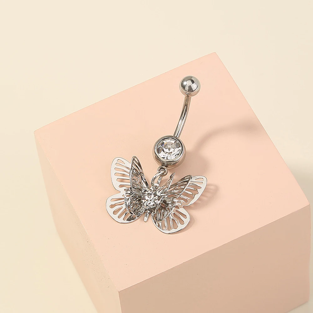 

Navel Nail Belly Ring Body Piercing Woman Jewelry 3 Designs Popular Butterfly Zinc Alloy Trendy Zircon Navel & Bell Button Rings