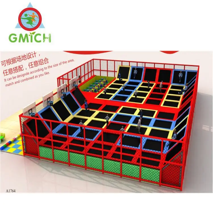 

large china trampoline park with free jump trampoline, Customized color